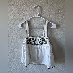 Forever 21 Embroidered White Top